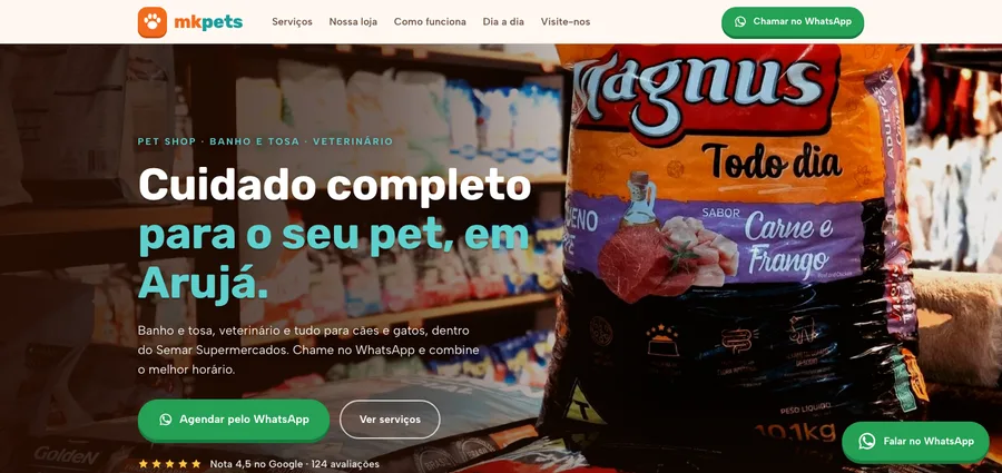 Site criado pela NEXORA: MK Pets, pet shop